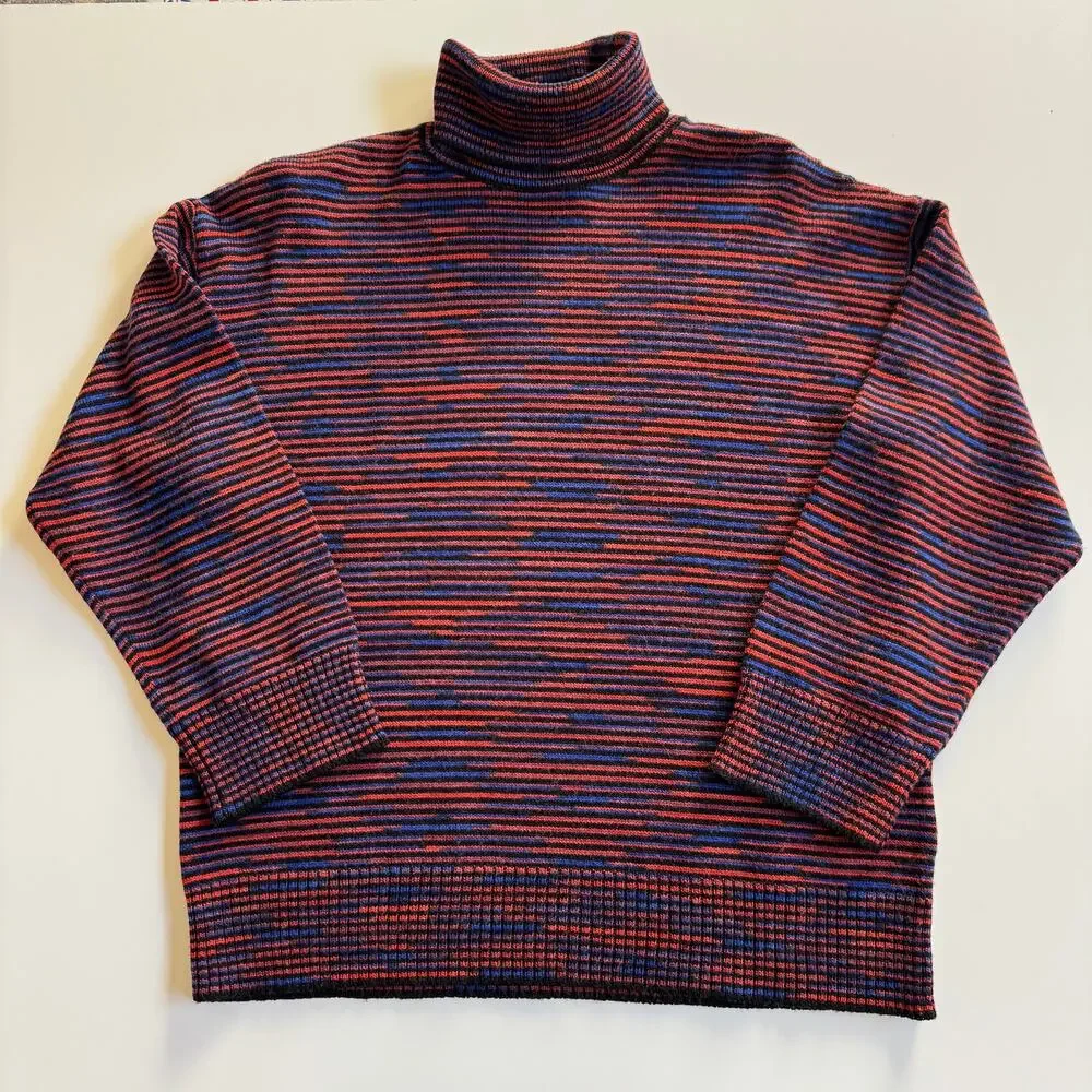 Missoni Oversized 100% Virgin Wool Striped Turtleneck Sweater EUC Sz Small $595
